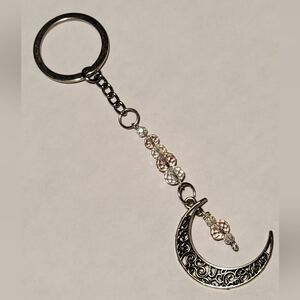 Crescent Moon Beaded Keychain
